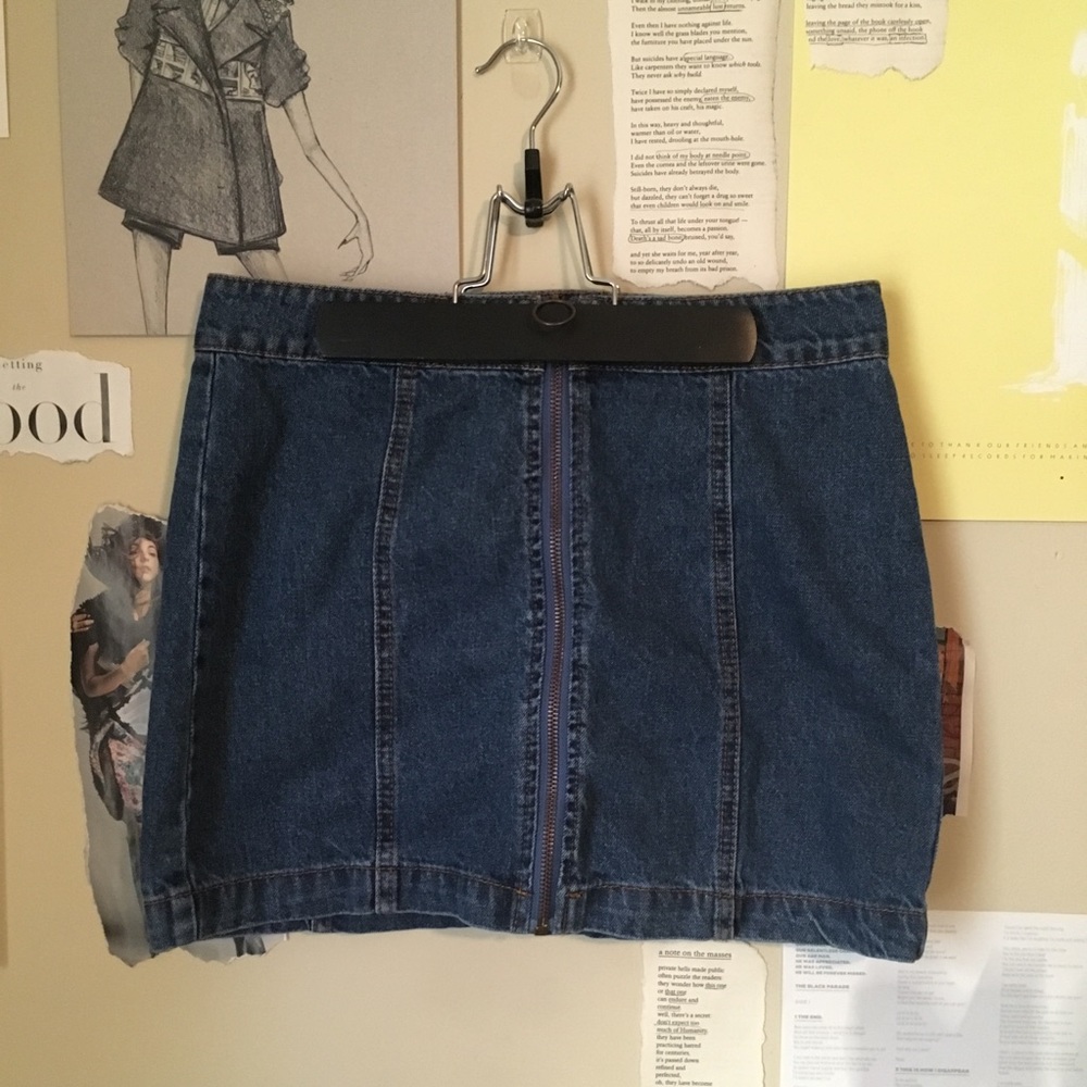 Zip Up Denim Skirt
